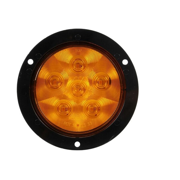 Truck-Lite Super 44, Led, Yellow Round, 6 Diode, Rear Turn Signal, Black Flange Mount, Fit 'N Forget S.S., 12V 44289Y - main